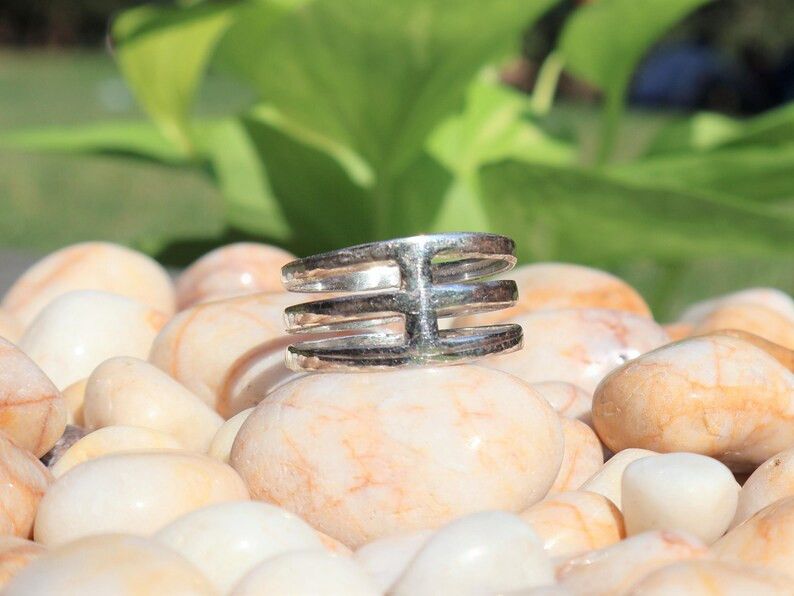 Handmade Triple Band Ring, Handmade Sterling Silver Promise Jewelry, Size ONE SIZE - 4 Thumbnail