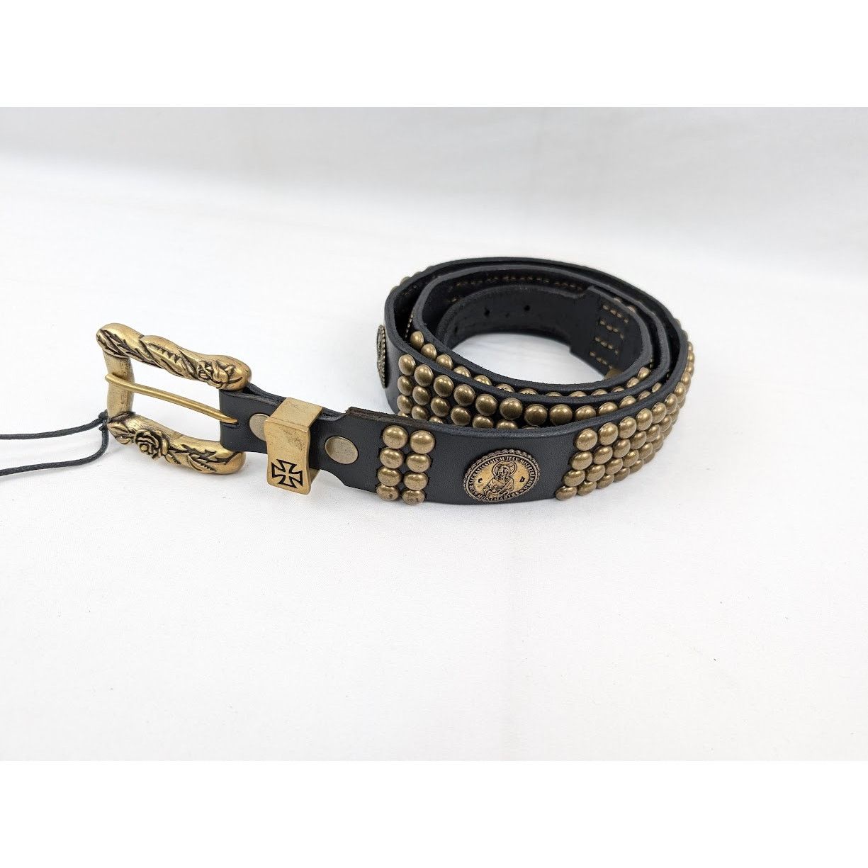 Enfants Riches Deprimes o1rshd1 Q:2 / Size:110 / Antique Brass Jesus Coin Belt Black Size 44 - 2 Thumbnail
