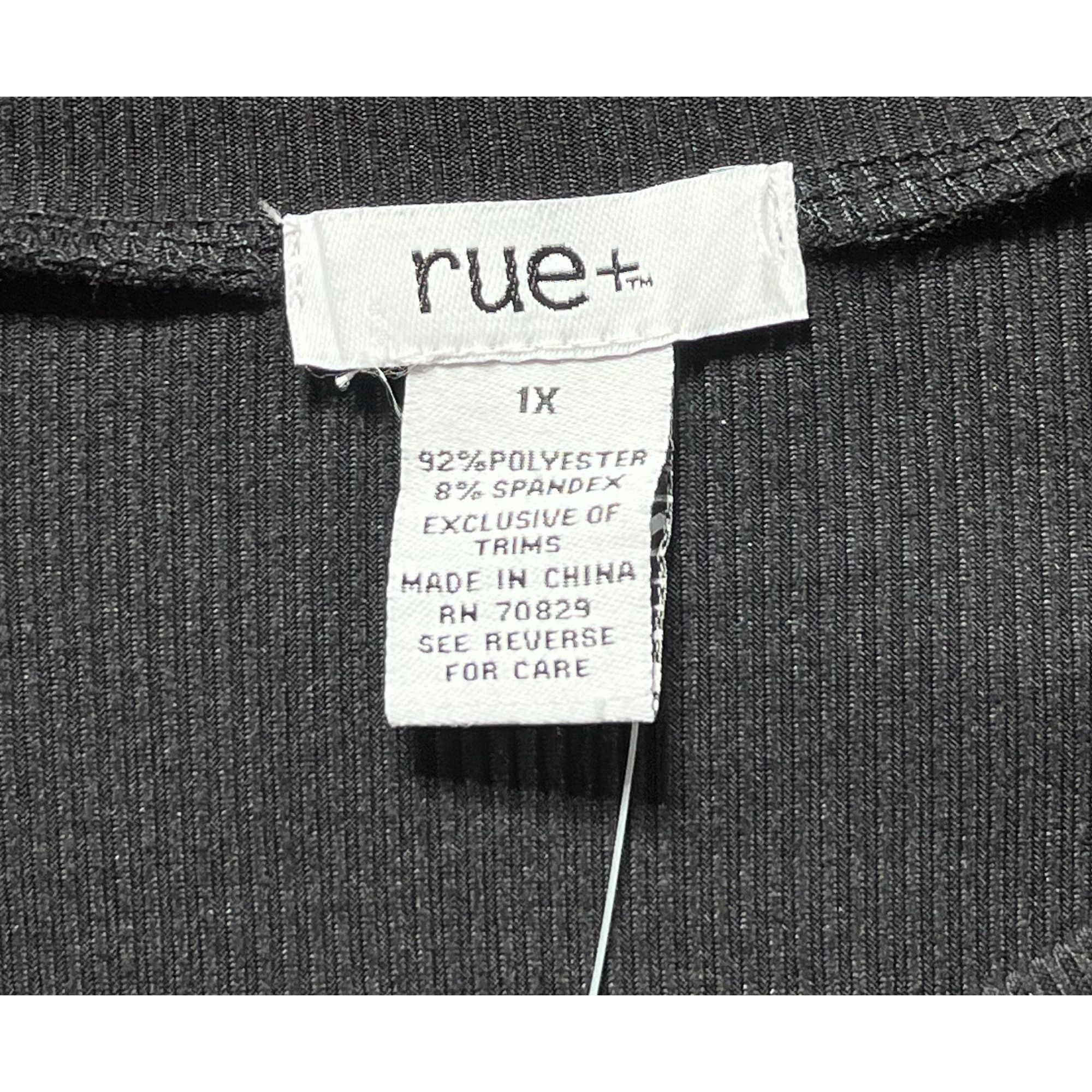 Other Rue + - Women's Fitted Long Sleeve Henley Tee - Black - 1X Size XL / US 12-14 / IT 48-50 - 10 Thumbnail