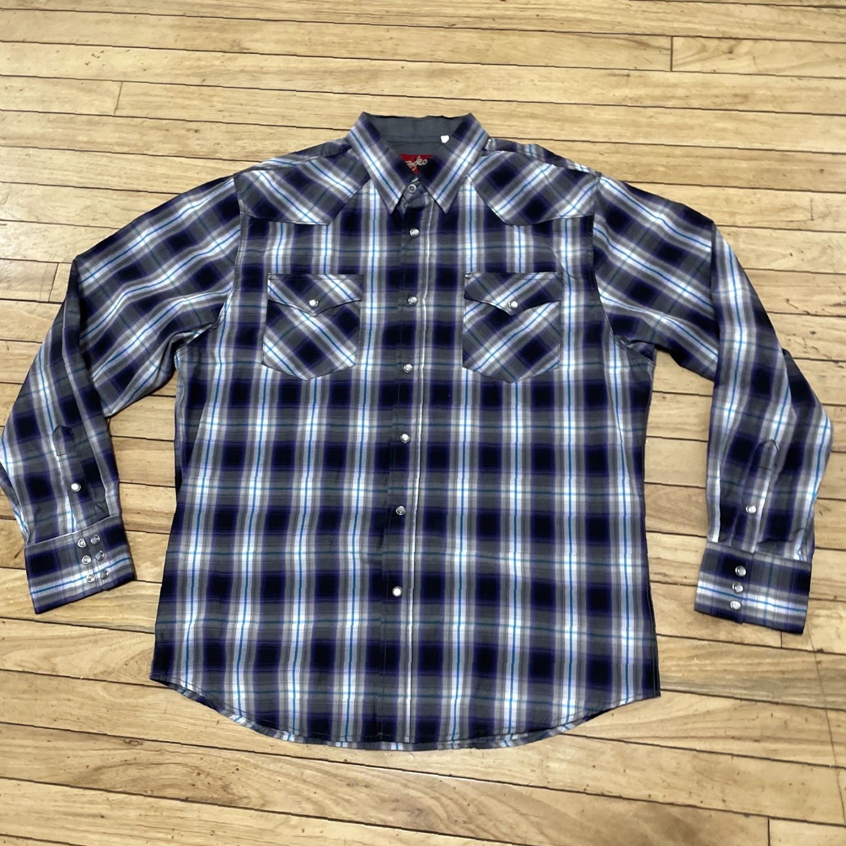 Vintage Rodeo Pearl Snap Shirt Men XL Western Purple Plaid Cowboy Rancher Button-Up Long Sleeve Casual Cotton Woven Regular Fit Size US XL / EU 56 / 4 - 3 Thumbnail