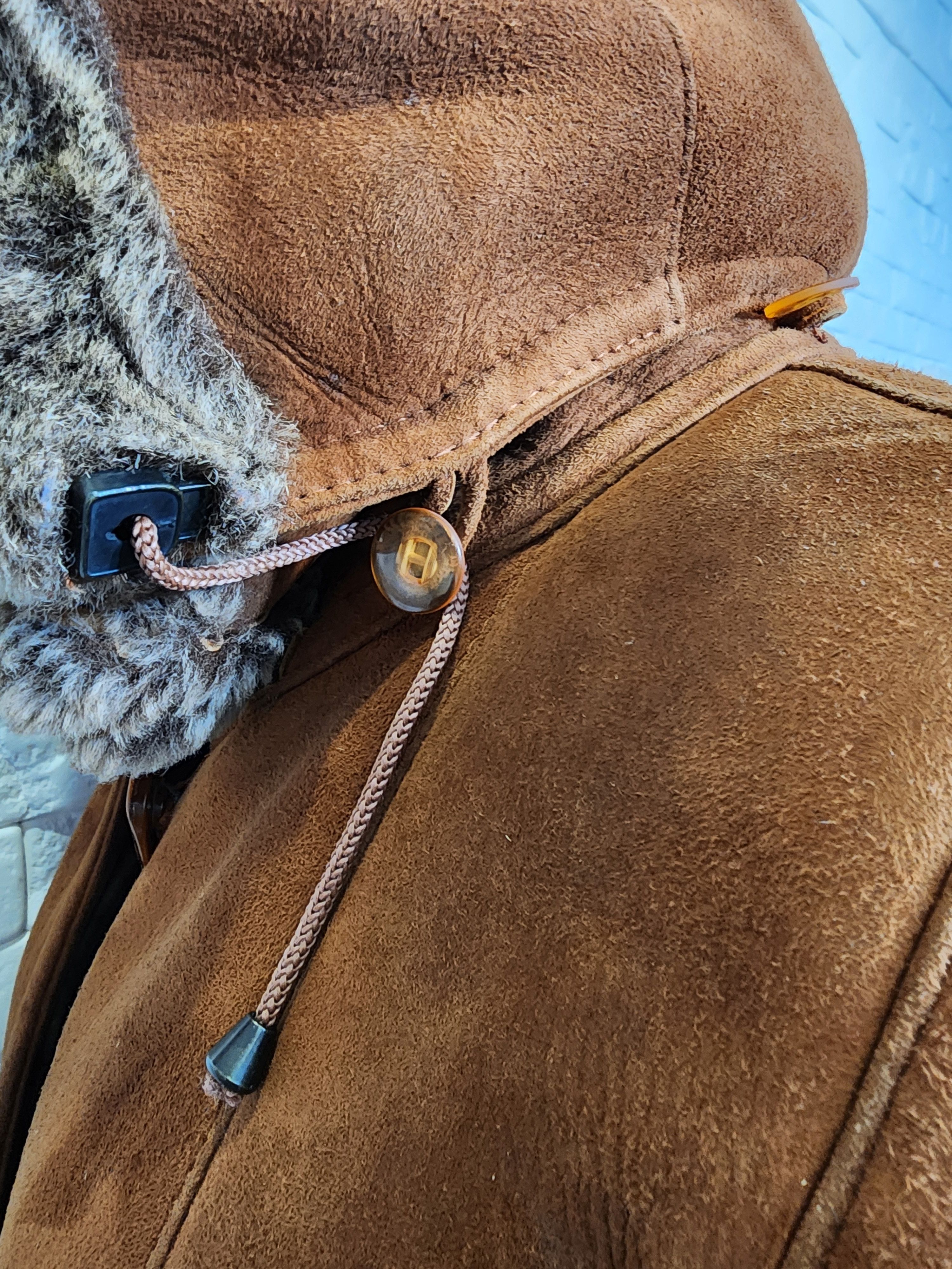 Genuine Leather Women's Brown Sheepskin Coat: Genuine Fur Hood Size L / US 10 / IT 46 - 7 Thumbnail