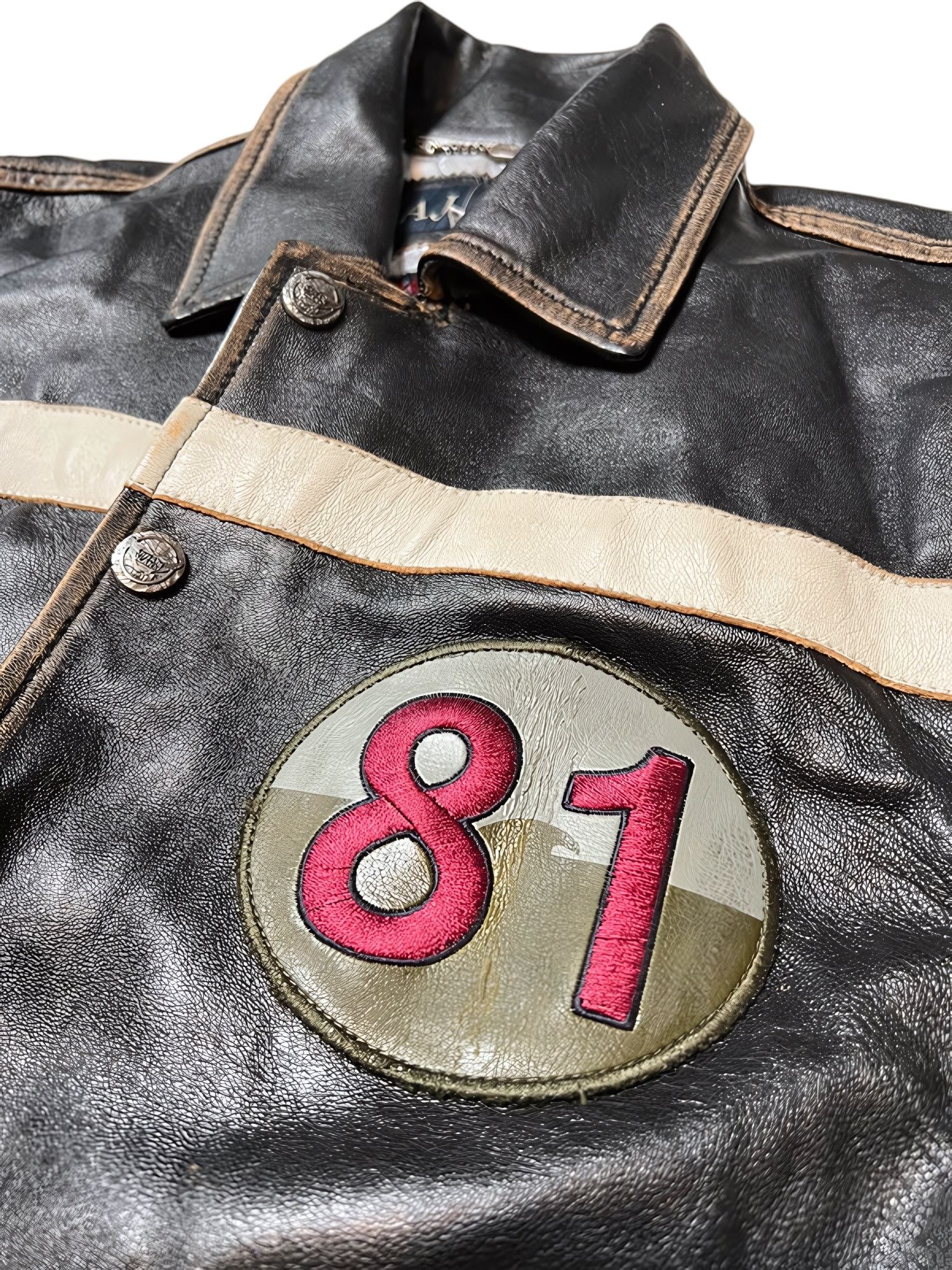 Armani ARCHIVE OVINE LEATHER BOMBER VARSITY HEAVY JACKET Size US M / EU 48-50 / 2 - 3 Thumbnail