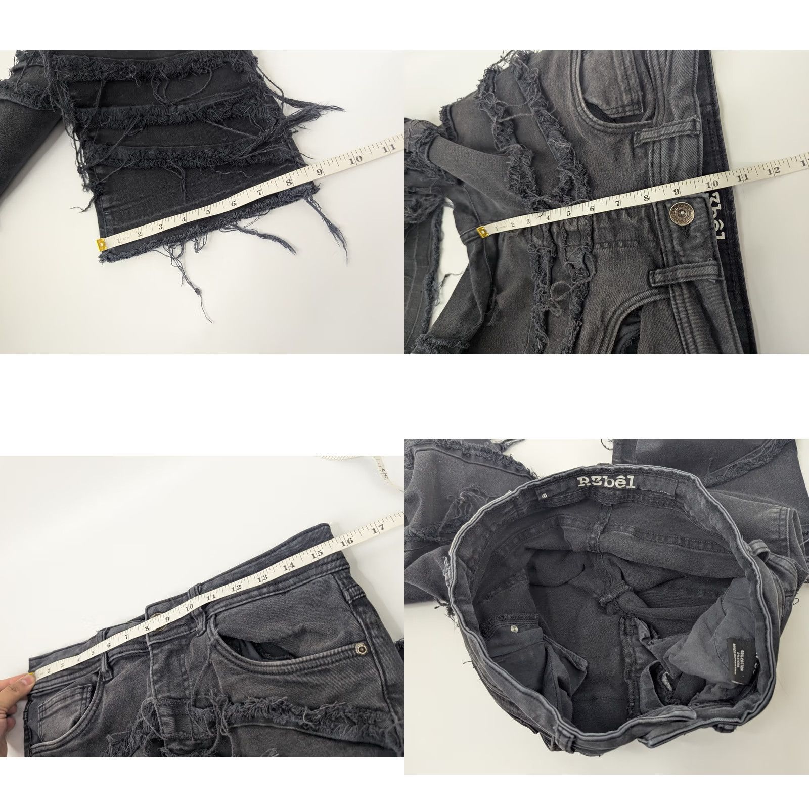 Vintage R3bêl Men's Distressed Skinny Jeans Black 30 Denim 5-Pocket Zipper Button Stacked Fit Streetwear Slim Vintage No Size US 30 / EU 46 - 8 Thumbnail