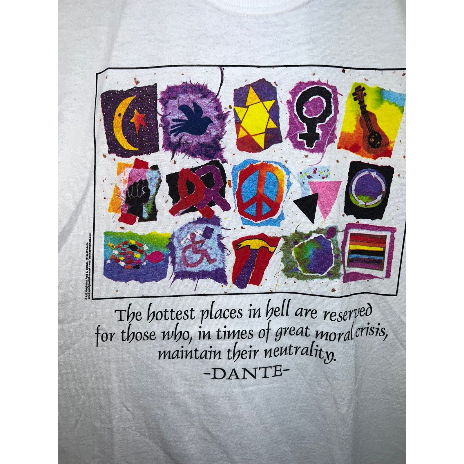 Gildan Vintage Dante Art Shirt Moral Crisis Artwork White Tee L Size US L / EU 52-54 / 3 - 5 Thumbnail