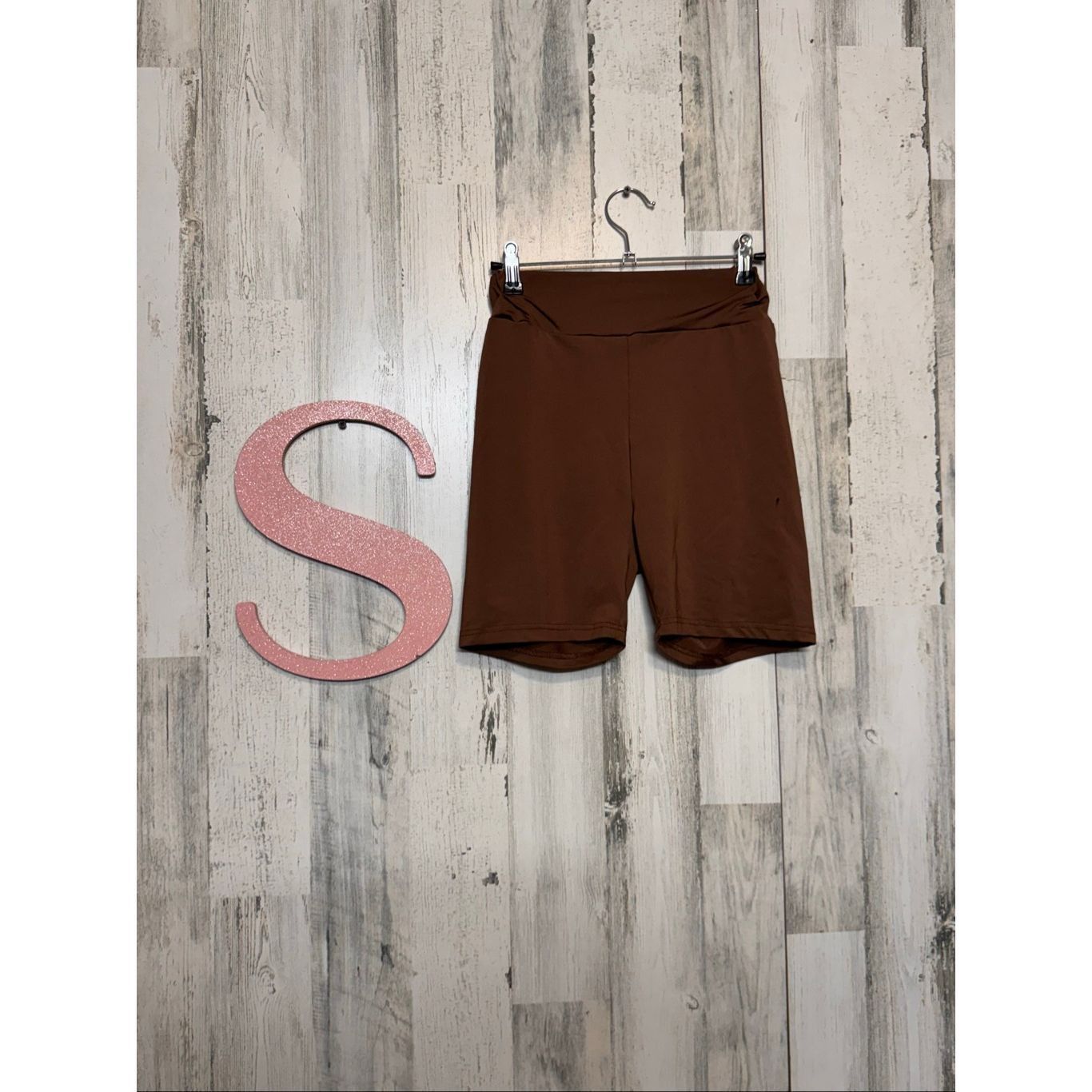 Other Brown High Waist Stretch Biker Shorts Size S – Soft Polyester, Comfy Fit Size 27" / US 4 / IT 40 - 1 Thumbnail