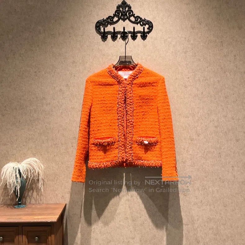 Valentino Valentino Orange tweed sequin Chanel-style shorts jacket Size S / US 4 / IT 40 - 2 Thumbnail