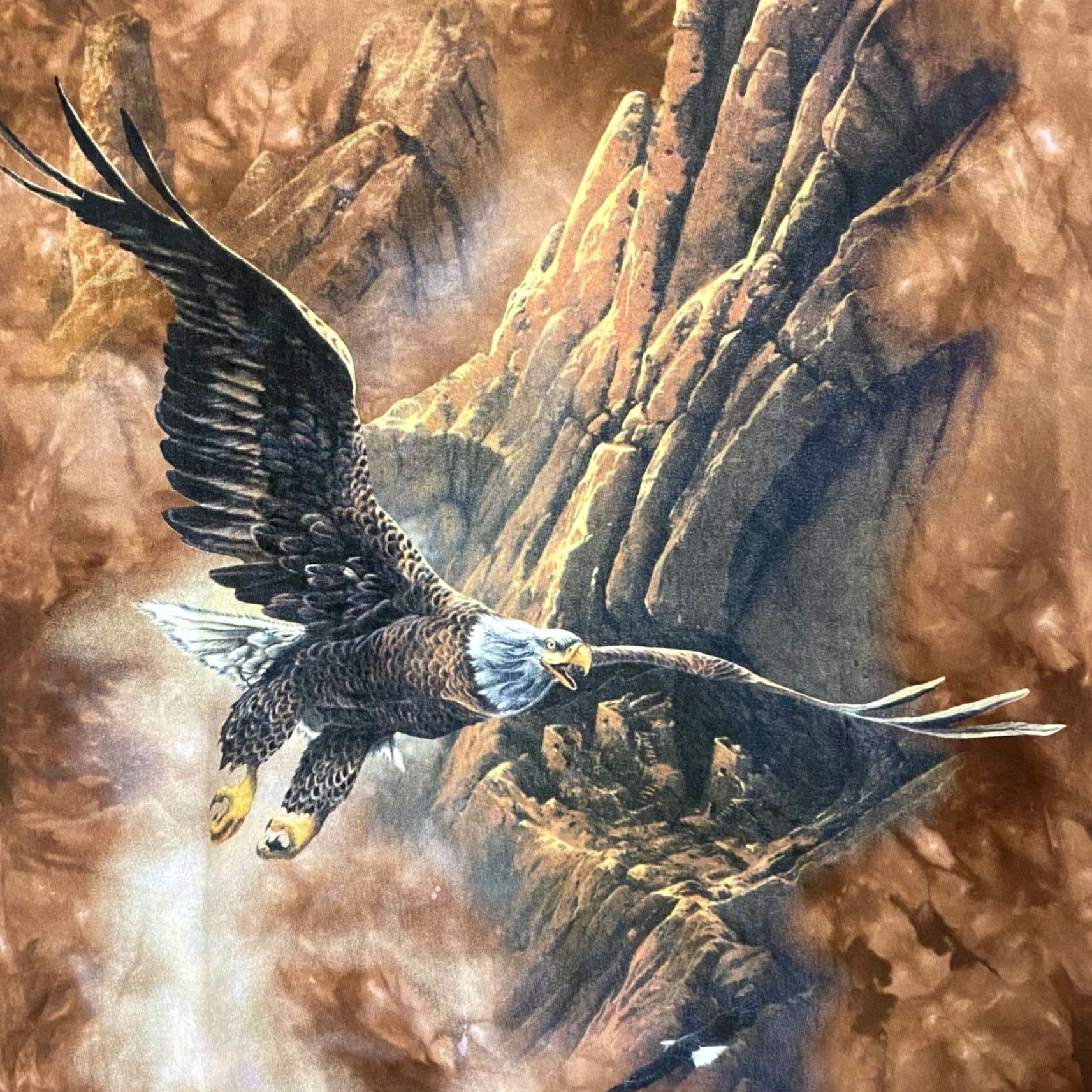 The Mountain VINTAGE The Mountain Bald Eagle Tie Dye T-Shirt Brown 90s Graphic Crew Neck Mens Large Regular Size, 100% Cotton Size US L / EU 52-54 / 3 - 7 Thumbnail