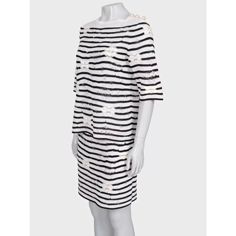 Chanel Chanel Black & White Striped Embroidered Suit Sz.36 Size XS / US 0-2 / IT 36-38 - 2 Thumbnail