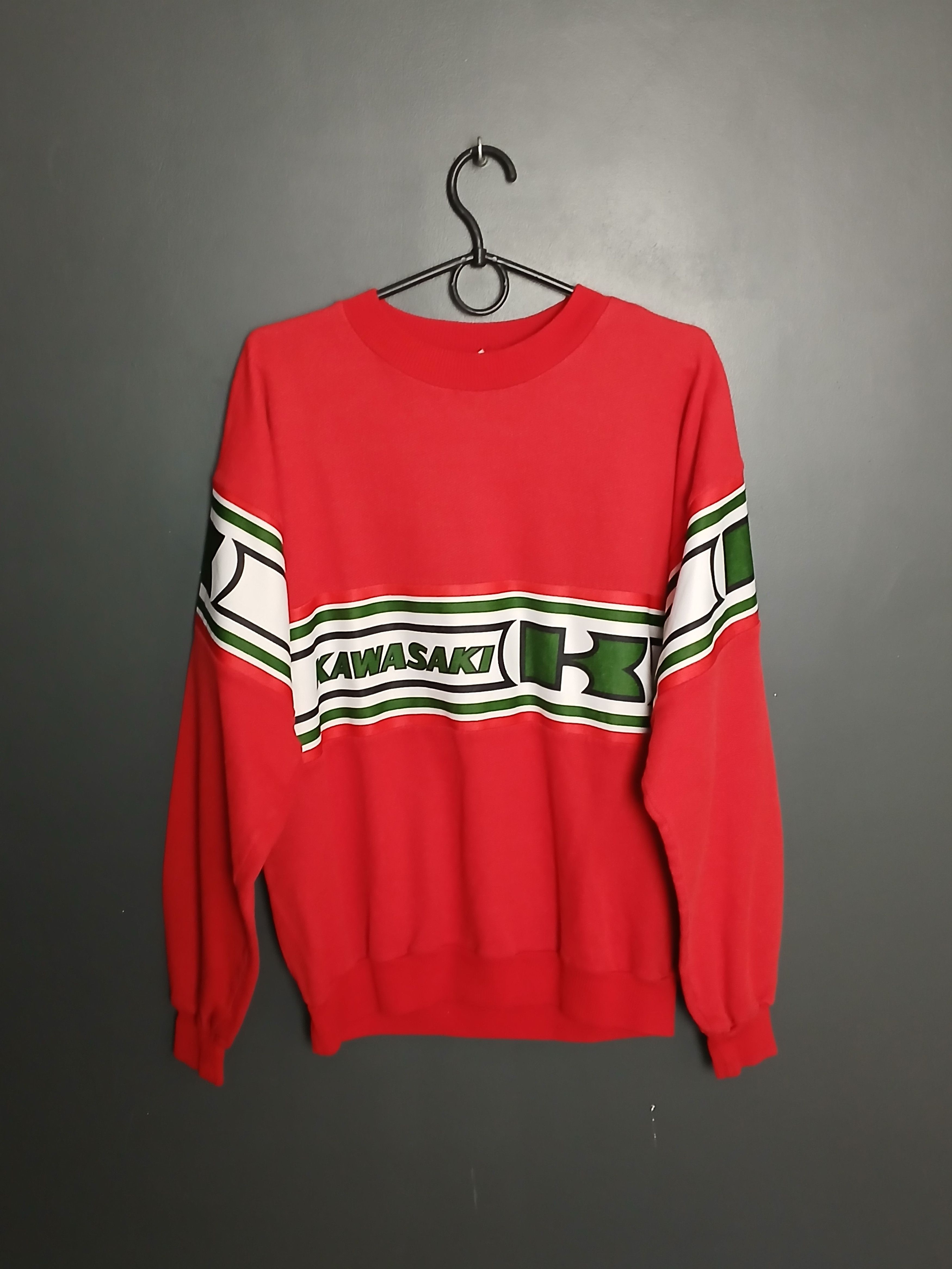 Vintage Vintage Kawasaki Racing Moto Sweatshirt Size US L / EU 52-54 / 3 - 1 Thumbnail