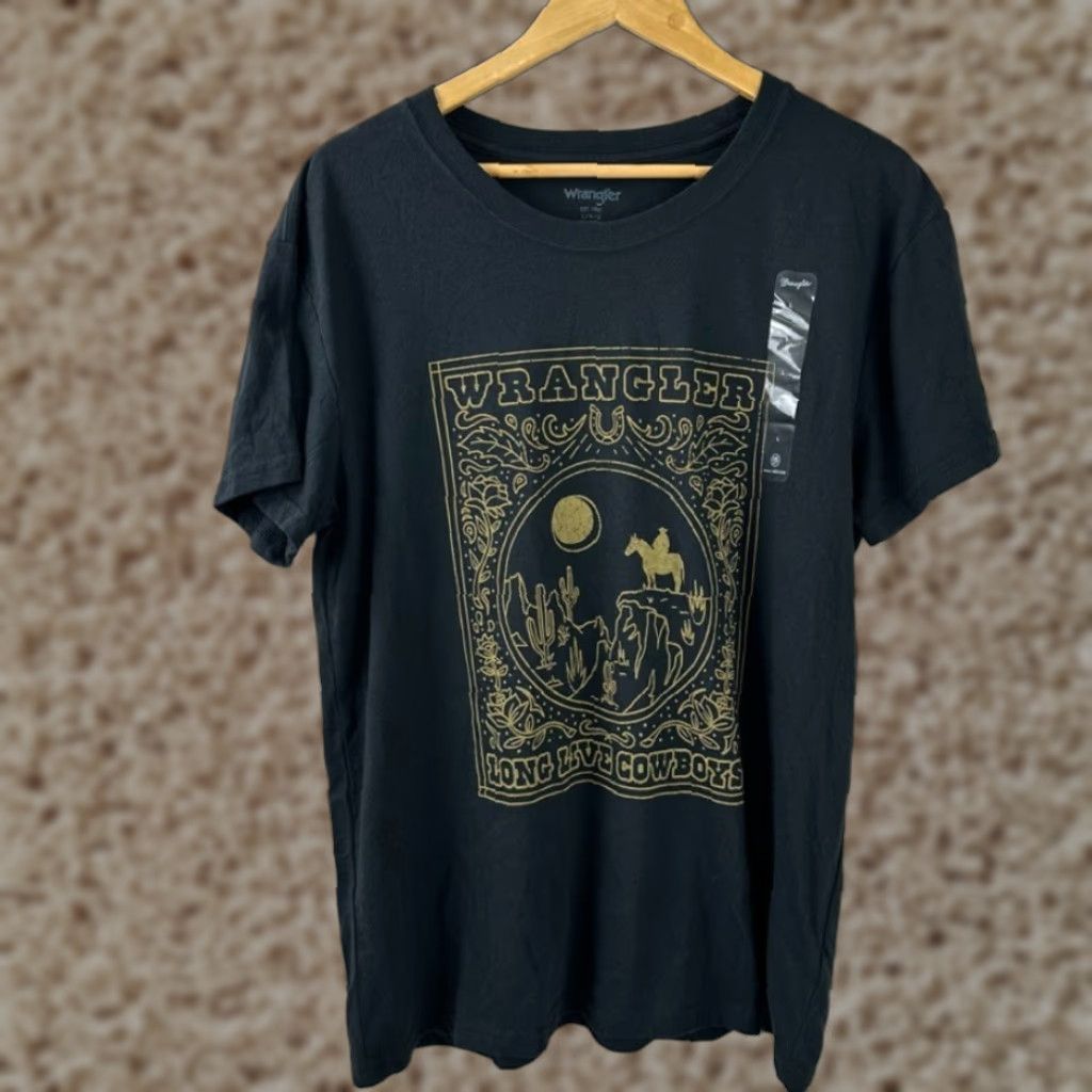 Wrangler Wrangler Women’s T-Shirt Large Black Logo Western Casual Short Sleeve Cotton Blend Size L / US 10 / IT 46 - 1 Thumbnail