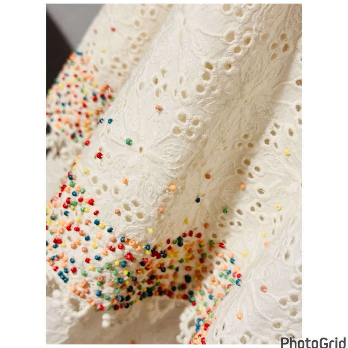 Anthropologie FARM Rio Beaded Handmade Eyelet Dress