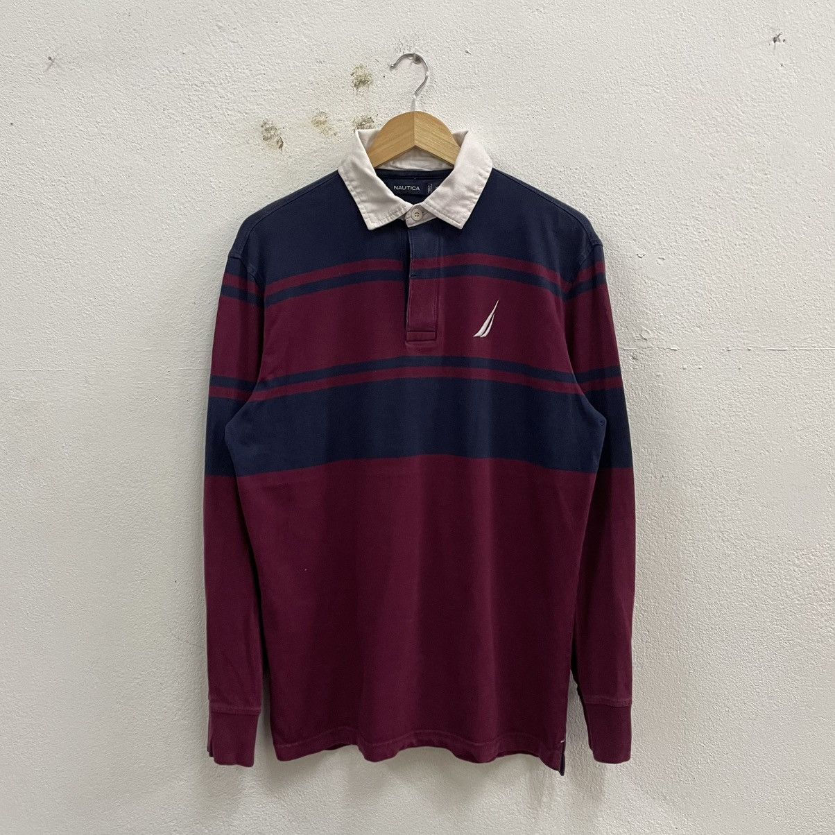 Nautica × Vintage 🔥Vintage Nautica Small Logo Stripes Polos Rugby Shirts Size US L / EU 52-54 / 3 - 1 Thumbnail