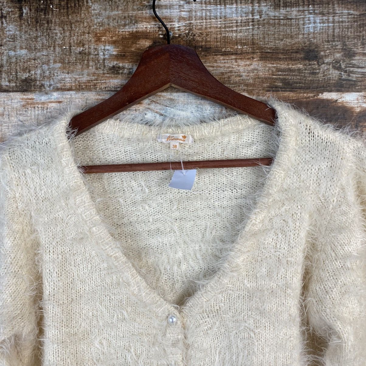 Homespun Knitwear DL Wallamanda White Mohair fur shaggy Knitwear #C1091 Size XS / US 0-2 / IT 36-38 - 4 Thumbnail
