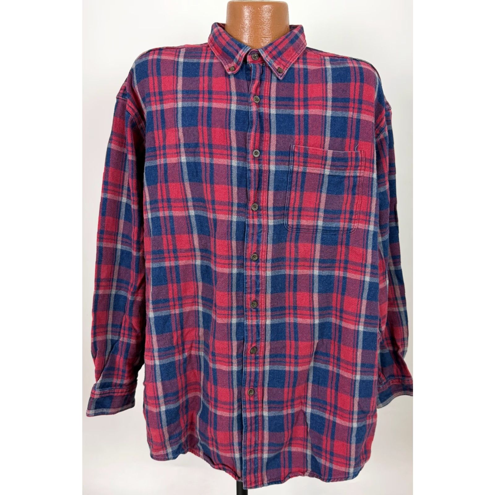 Vintage VINTAGE LL Bean Shirt XXL Indigo Plaid Heavyweight Cotton 90s Button-Up Men's 2XL Grunge Outdoor Casual Workwear Size US XXL / EU 58 / 5 - 2 Thumbnail