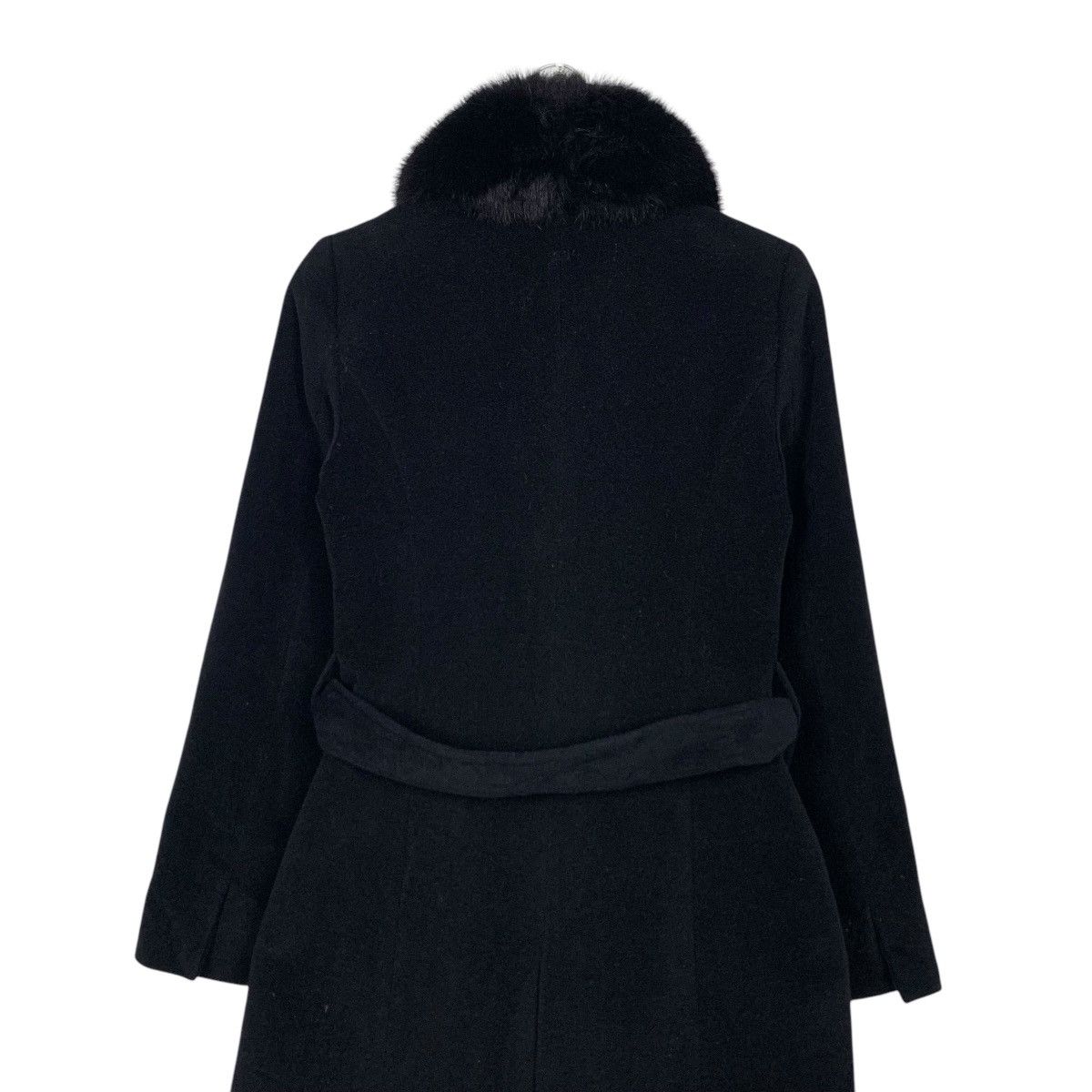 Japanese Brand KUMIKYOKU Neck Fur Pure New Wool Belted Long Coat #2114-C93 Size S / US 4 / IT 40 - 9 Thumbnail