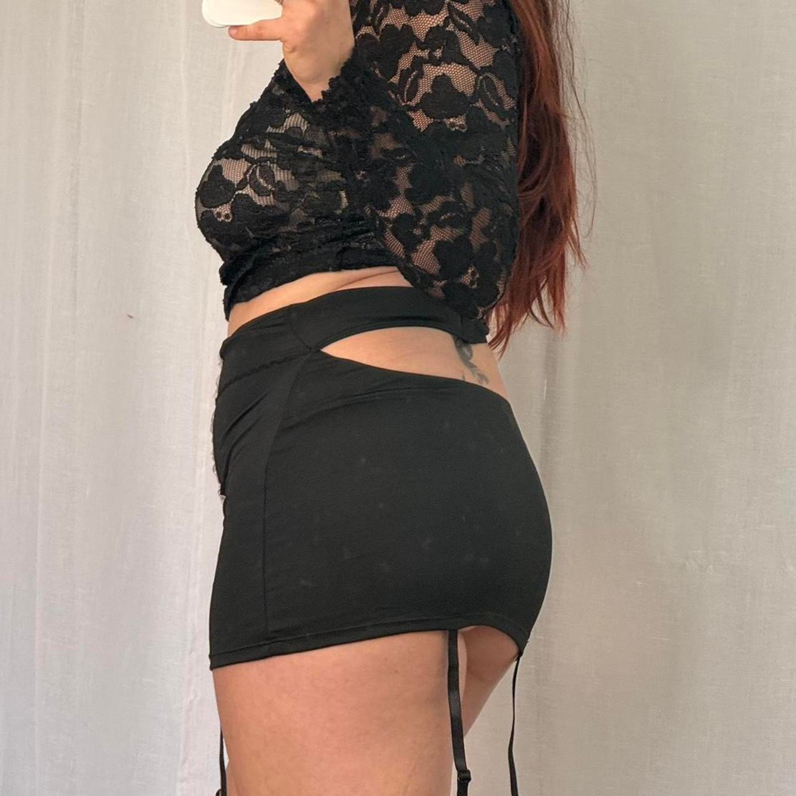 Other ♡ black & white lace garter mini skirt ♡ Size 30" / US 8 / IT 44 - 6 Thumbnail