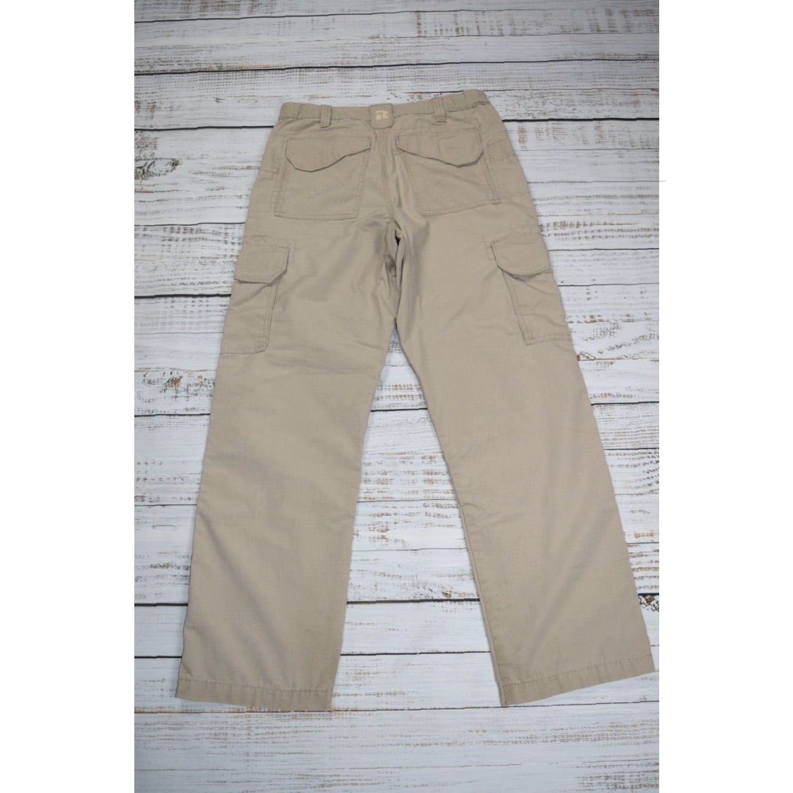 Wrangler WRANGLER RIGGS Workwear Pants Ripstop Elastic Waist Cargo 32x30.5 Khaki Gray 90s Mens Size US 32 / EU 48 - 6 Thumbnail