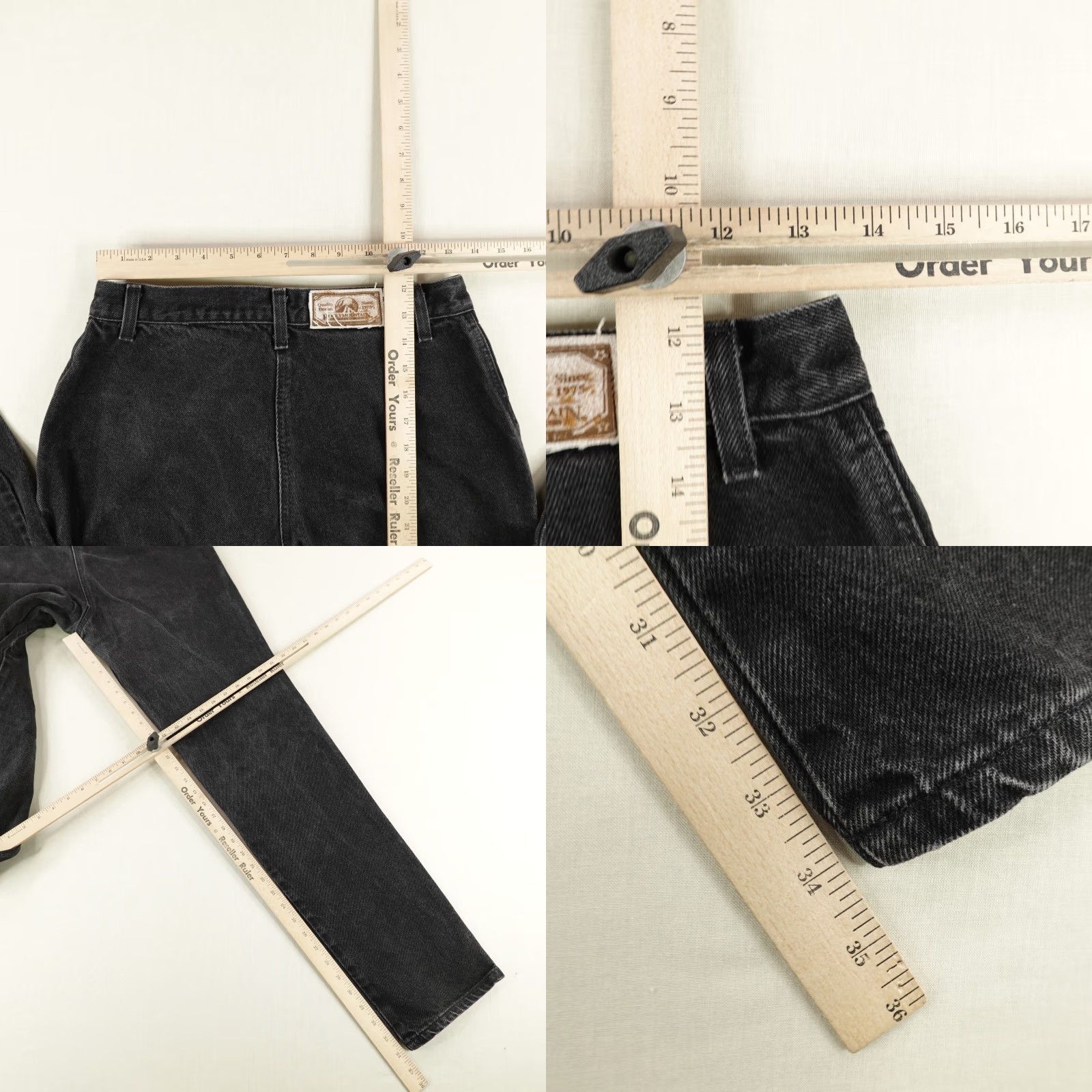 Vintage Rocky Mountain Jeans Black Denim High Rise Straight Leg Womens 32 Regular Size 24" / US 00 / IT 34 - 8 Thumbnail