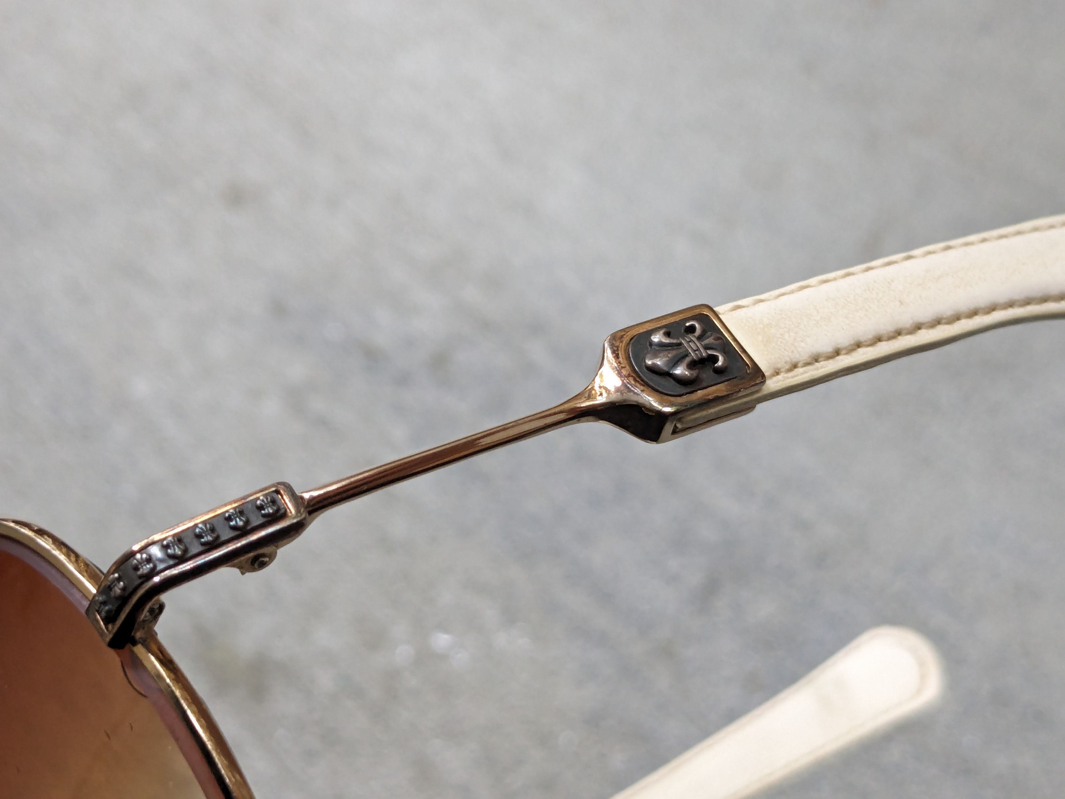 Chrome Hearts Chrome Hearts Aviator Sunglasses White Leather Biker Cross Size ONE SIZE - 3 Thumbnail