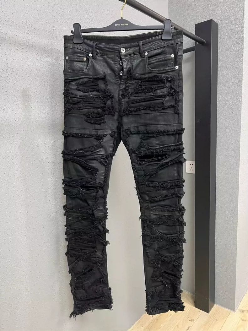 Rick Owens Rick Owens Distressed Black Denim Pants Size 31 Size US 31 - 1 Thumbnail
