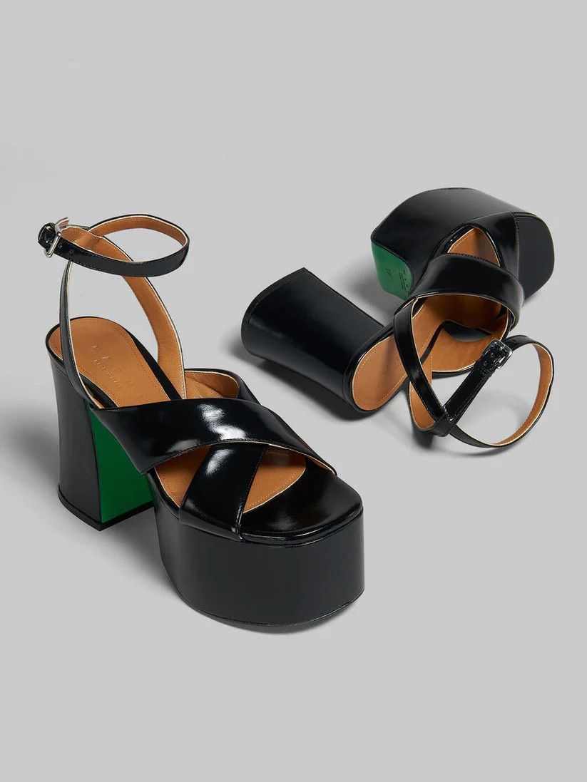 Marni o1w1db10125 Criss Cross Platform Sandals in Black Size US 10 / IT 40 - 5 Thumbnail