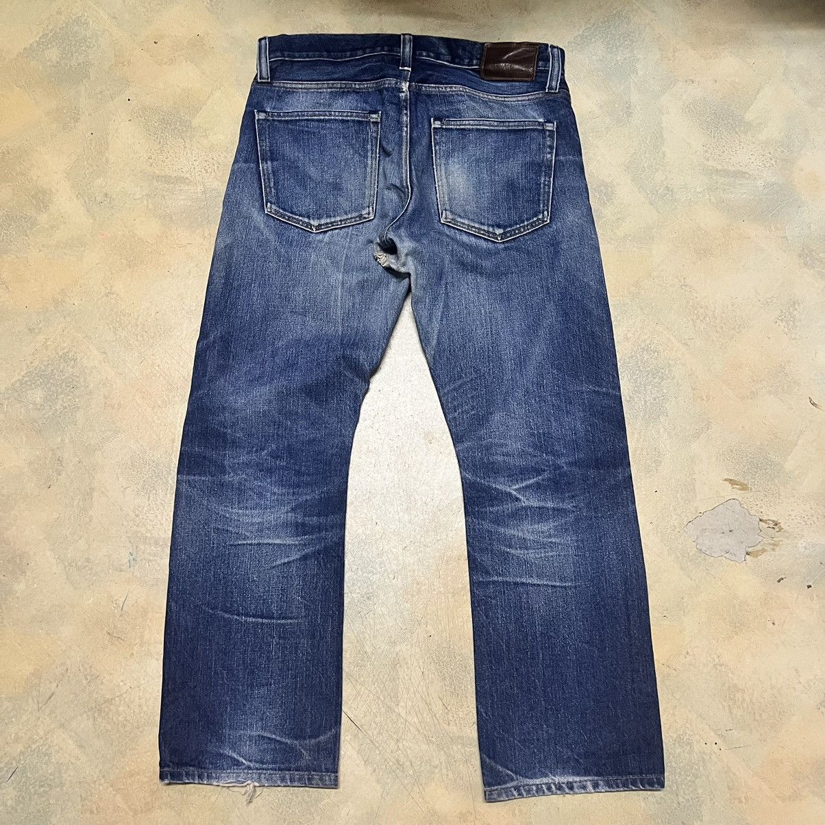 Japanese Brand Back Number Selvedge Distressed Design Denim Jeans Size US 33 - 2 Thumbnail
