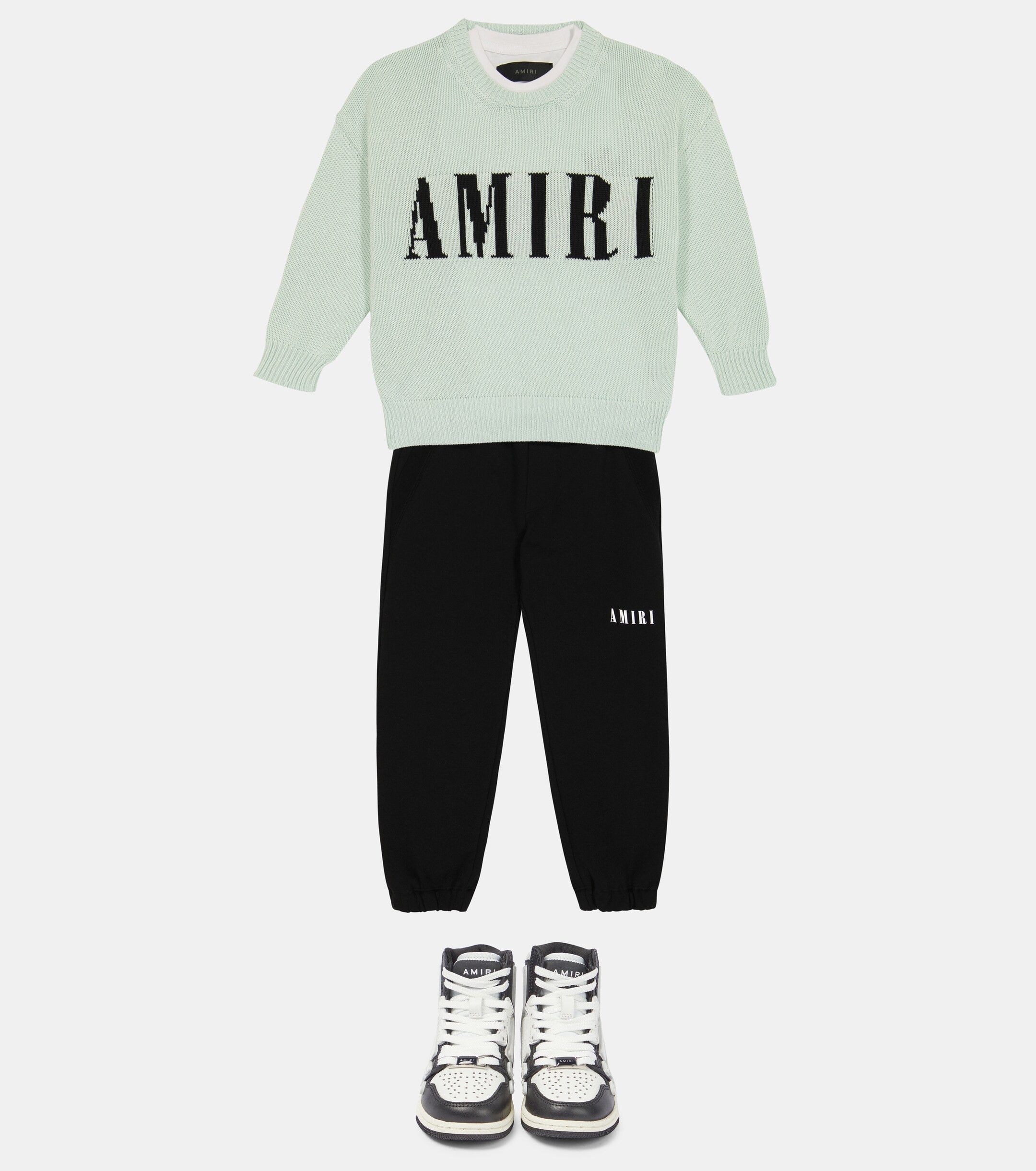 Amiri oc11z0225 KIDS Intarsia-Knit Sweater in Light Green Size US XXS / EU 40 - 2 Thumbnail