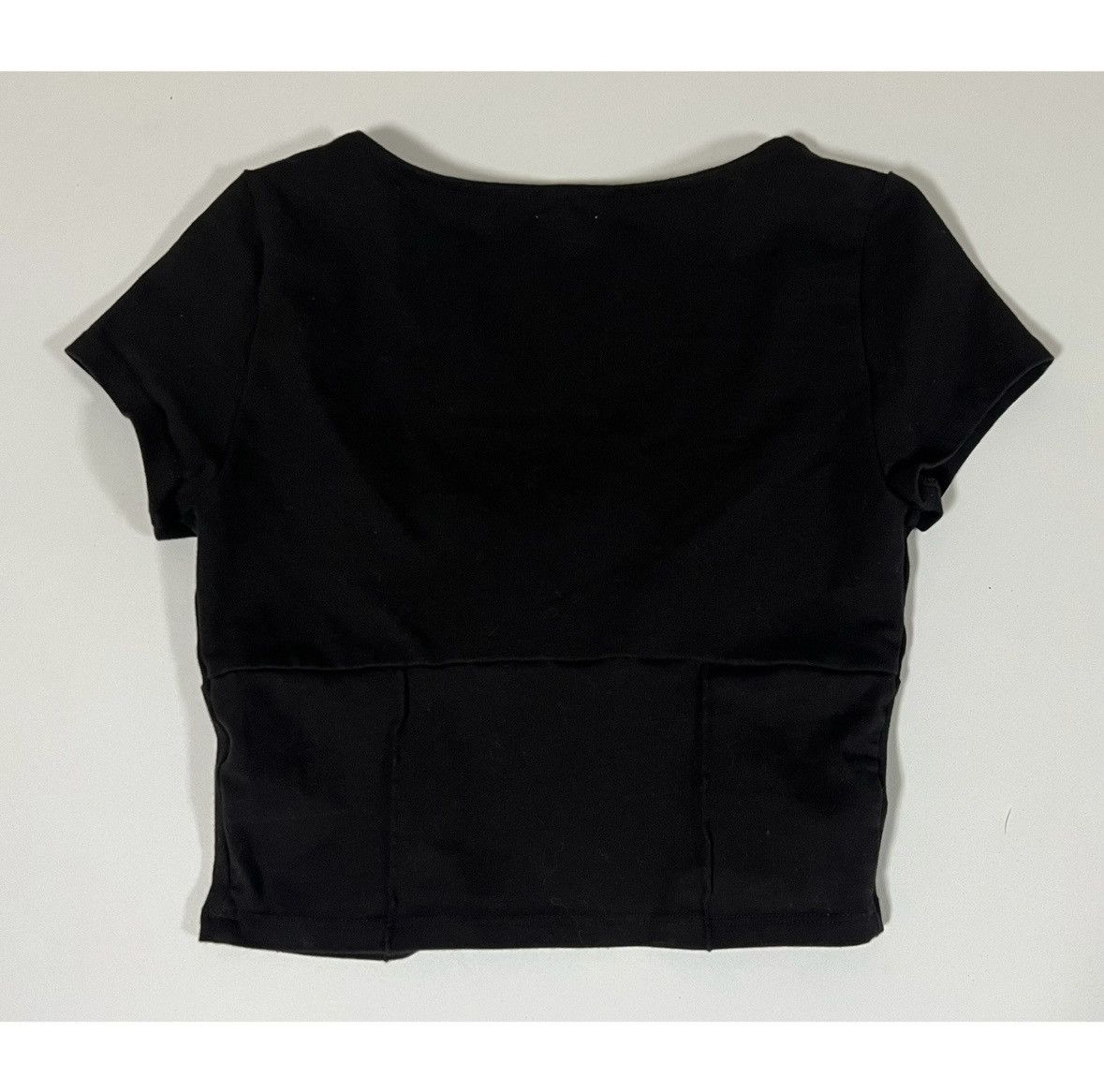 Garage Garage Black Solid Ruched Crop Top Shirt Blouse Tee Size XS🖤 Size XS / US 0-2 / IT 36-38 - 4 Thumbnail