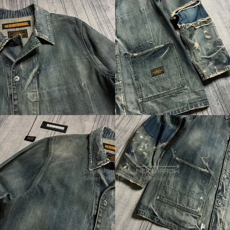 Neighborhood Neighborhood Distressed Washed Destroyed Denim Jacket L Si Size US L / EU 52-54 / 3 - 3 Thumbnail