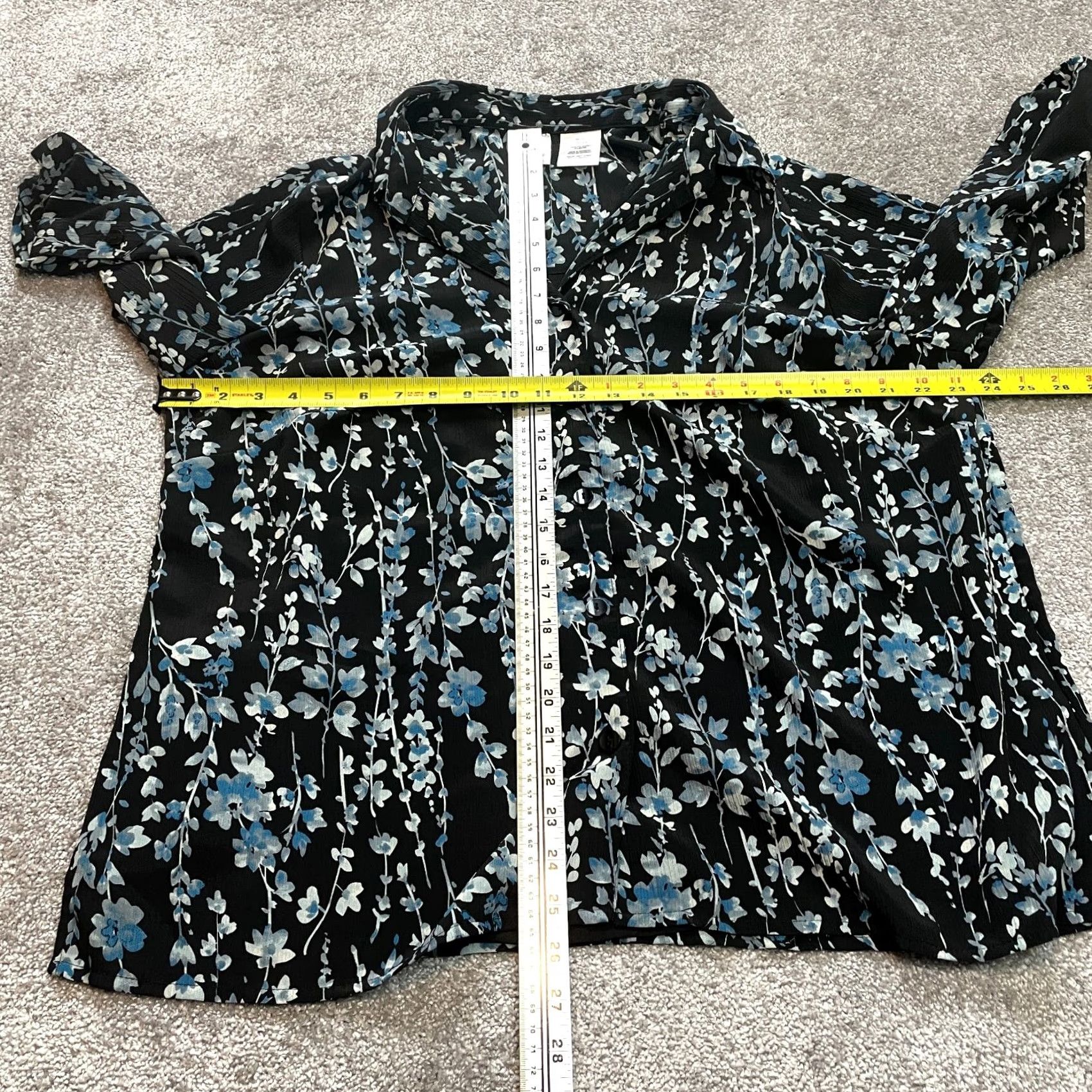 Vintage JMS Just My Size Button Up Shirt Womens 2X 18W-20W Black Blue Floral Top Shirt Size XXL / US 16-18 / IT 52-54 - 7 Thumbnail