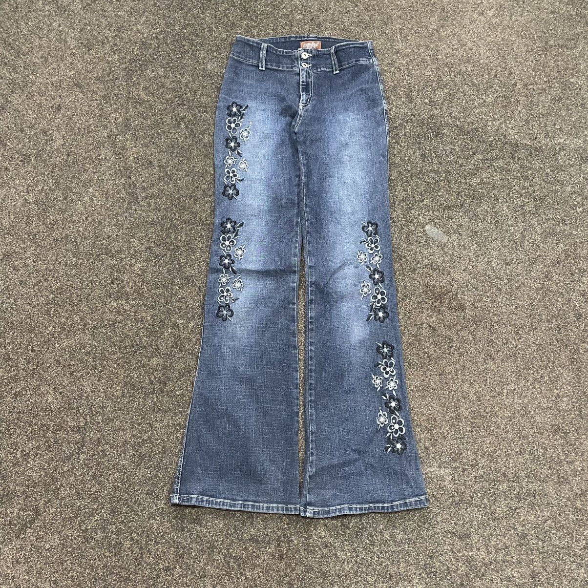 Vintage Y2K Vintage Flared Jeans Distressed Embellished Grunge Skate Size 30" / US 8 / IT 44 - 9 Thumbnail