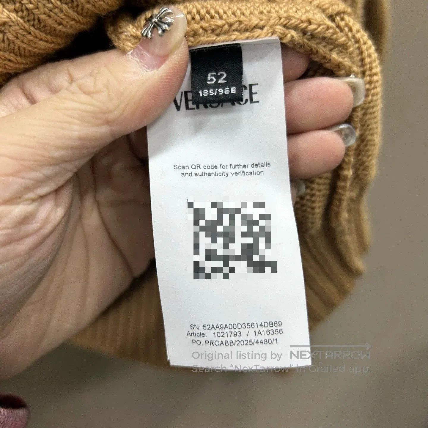 Versace Beige Cable Knit Zip-Up Sweater. Size US L / EU 52-54 / 3 - 4 Thumbnail