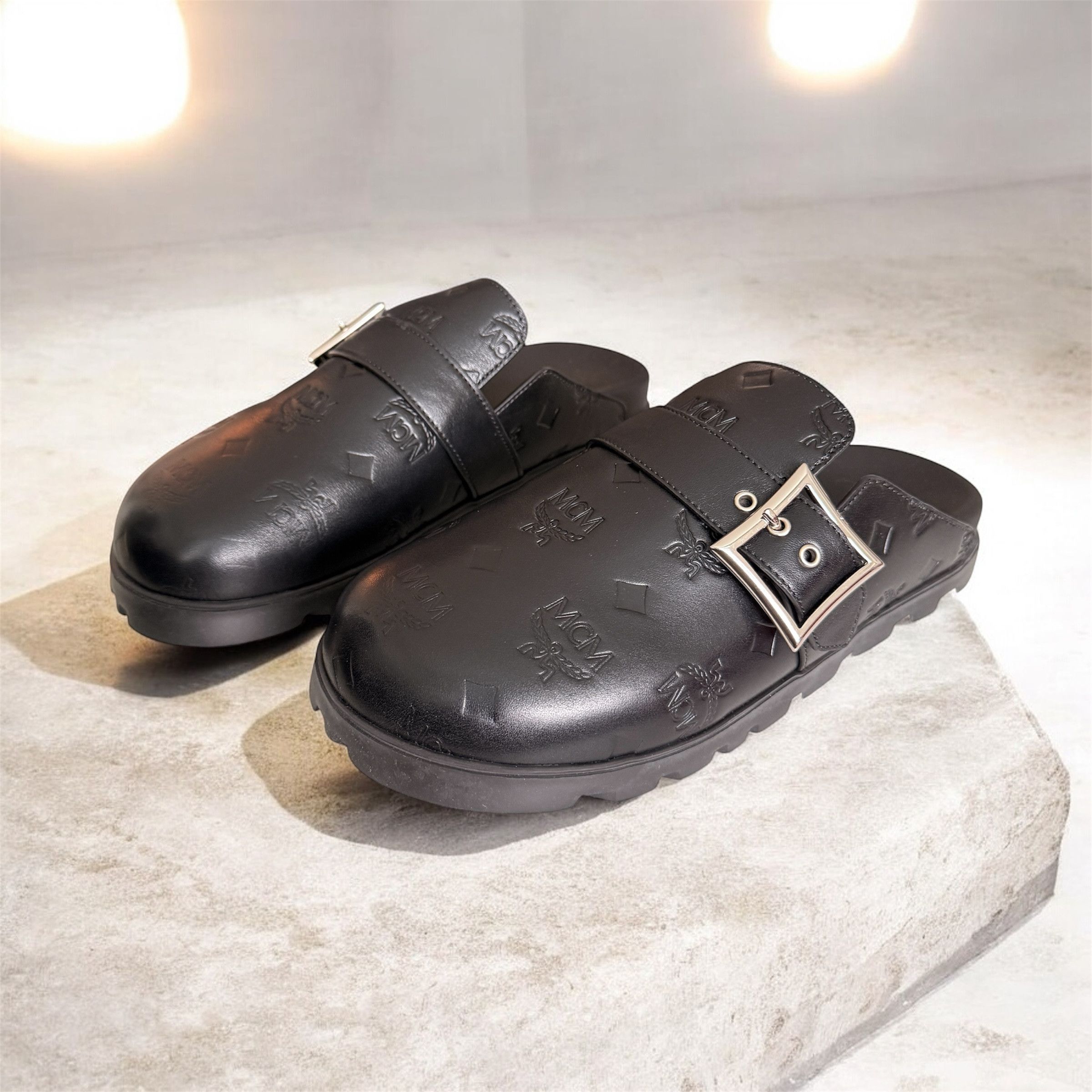 MCM MCM Leather Men’s Buckle Clogs (Flat Mule In Black) Size 42 Size US 9 / EU 42 - 3 Thumbnail