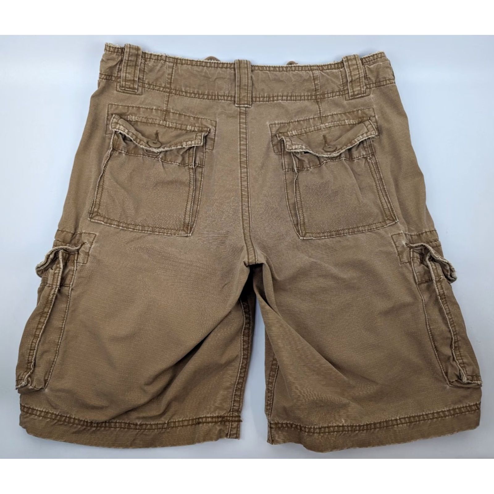Mossimo Mossimo Supply Co Mens Khaki Tan Ripstop Cargo Shorts Size 34 Rugged Distressed Size US 34 / EU 50 - 3 Thumbnail