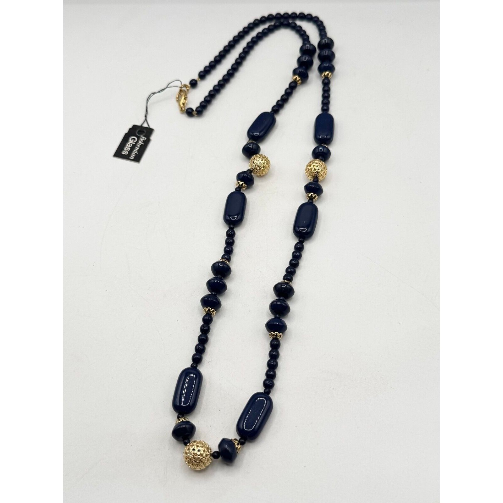 Vintage Vintage Bohemian NOS Blue Beaded Necklace with Tag Size ONE SIZE - 3 Thumbnail