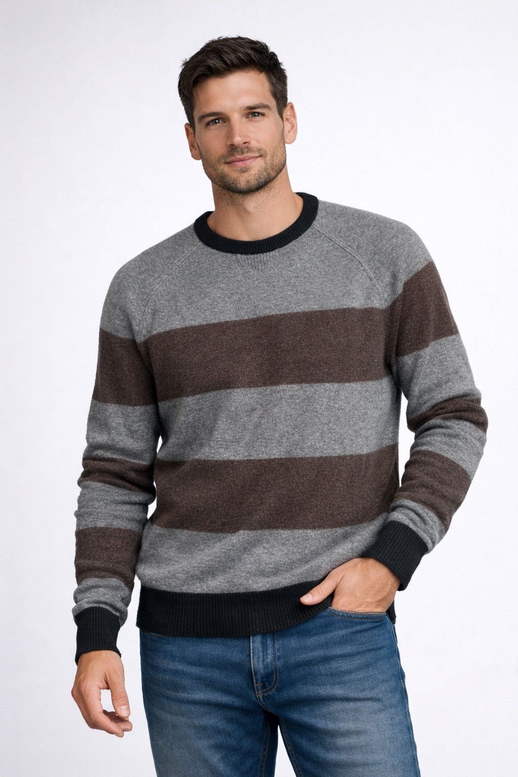 1901 1901 100% Cashmere Striped Crewneck Sweater Size US L / EU 52-54 / 3 - 1 Thumbnail