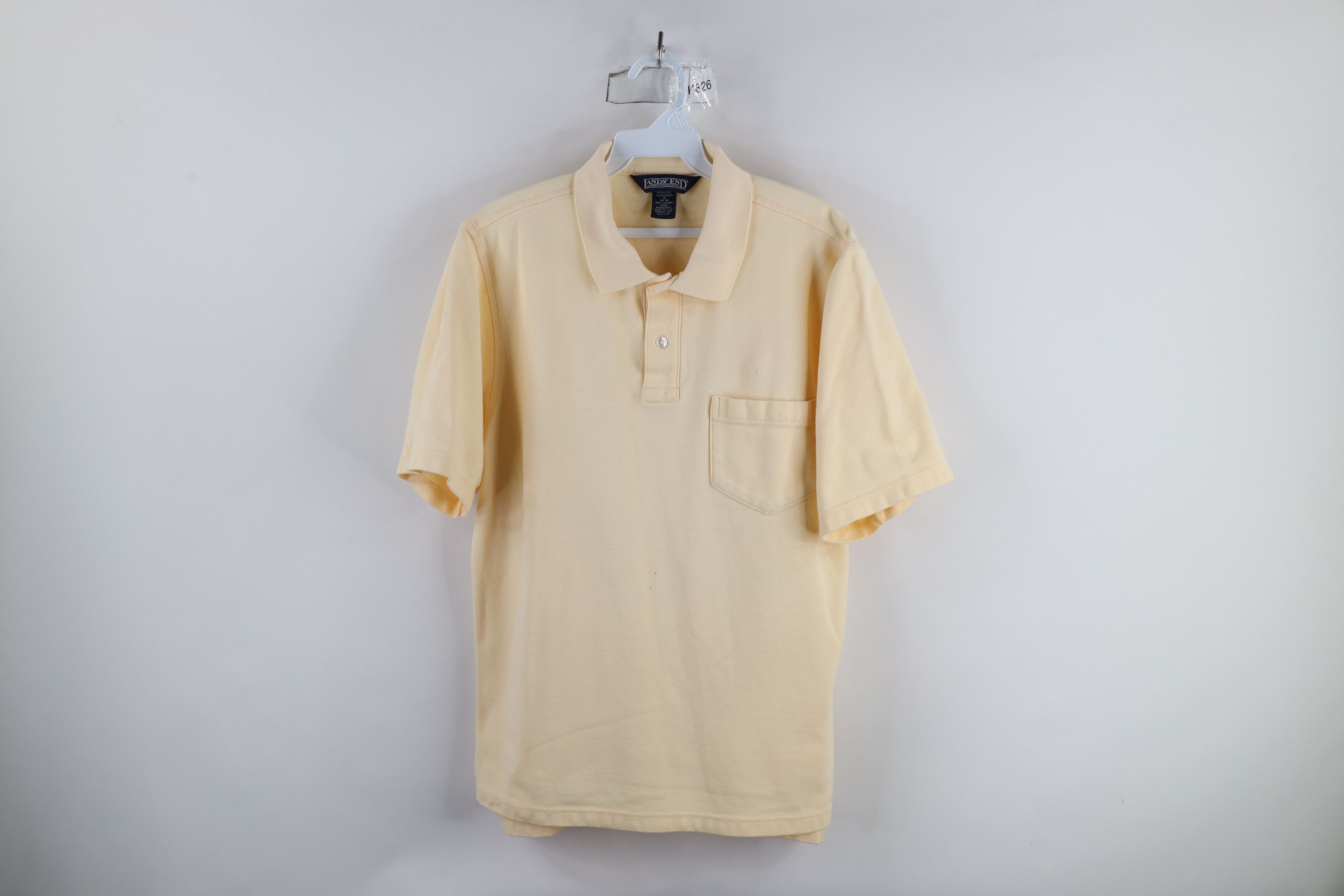 Lands' End × Vintage Vintage 90s Lands End Pique Cotton Polo Shirt Yellow USA Size US M / EU 48-50 / 2 - 1 Thumbnail