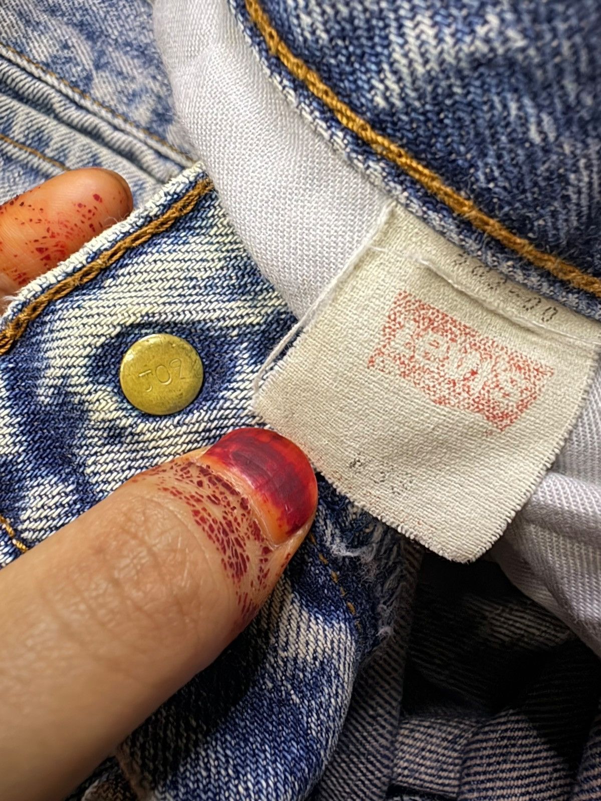 LVC × Levi's × Levi's Vintage Clothing Vintage 90s Levis 503 Mud Wash Distressed Ripped Baggy Jeans Size US 32 / EU 48 - 10 Thumbnail