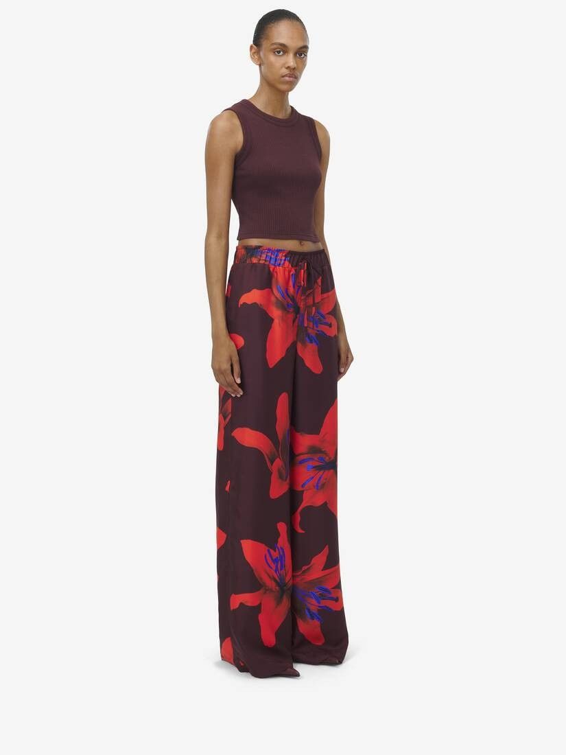 Alexander McQueen o1srvl11e0226 Flame Lily Pyjama Trousers In Multicolor Size 25" / US 0 / IT 36 - 2 Thumbnail