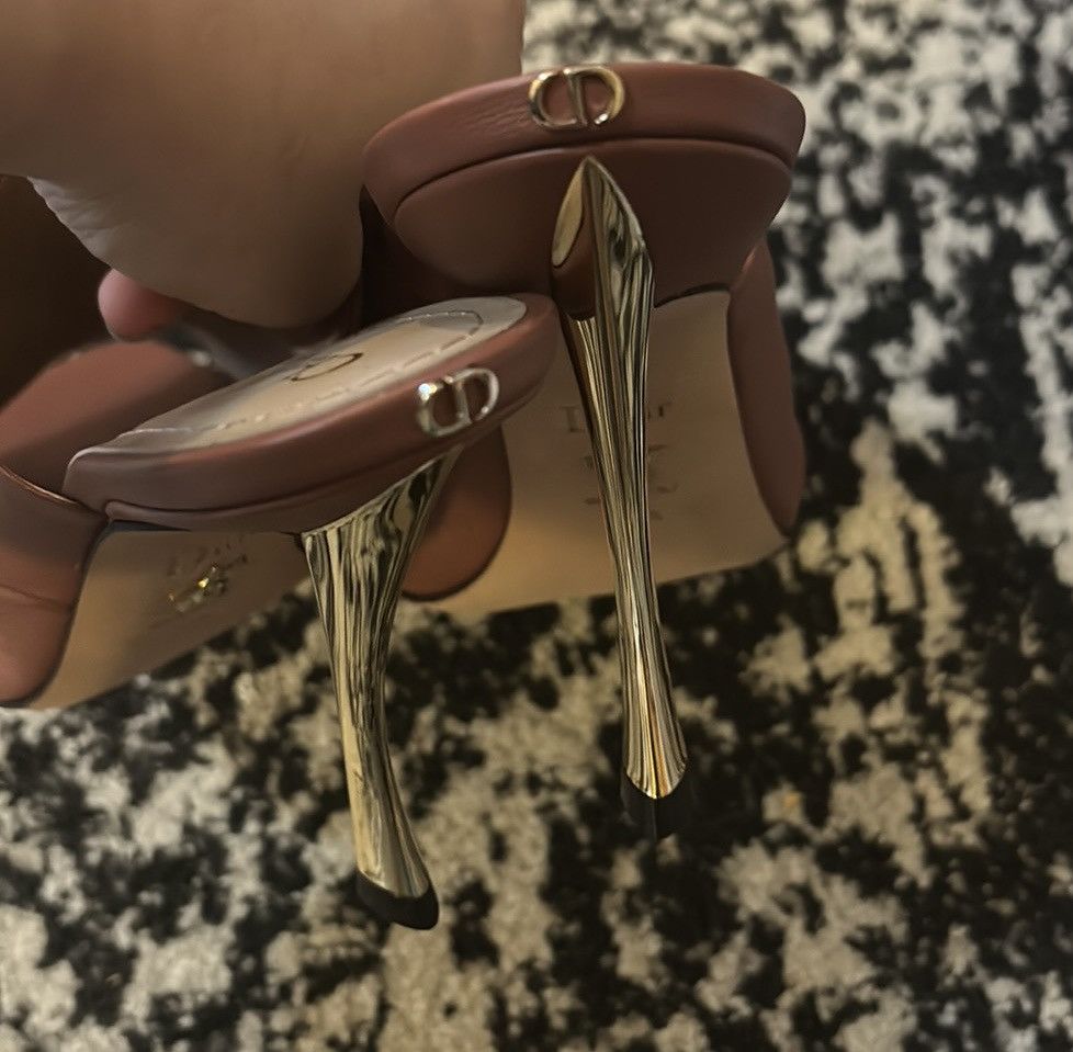 Dior Christian Dior D-Fame Heeled Sandal Rust Colored Lambskin Size US 9.5 / IT 39.5 - 11 Thumbnail