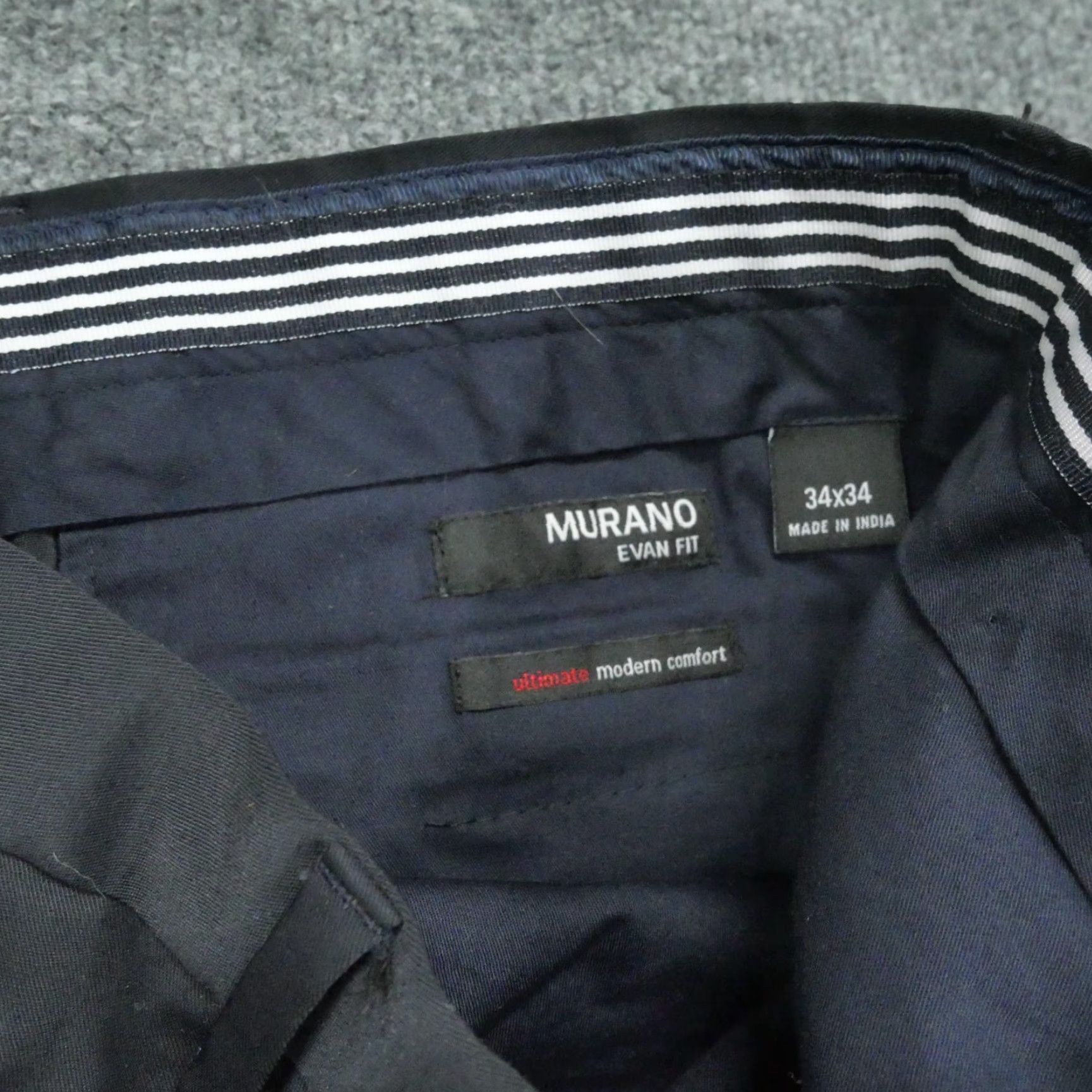 Murano Murano Pants Mens 34x34 Navy Blue Dress Slacks Evan Fit Stretch Classic Flat Front Mid Rise 34 Inseam 34 Regular Waist Zip Mens Size US 34 / EU 50 - 4 Thumbnail
