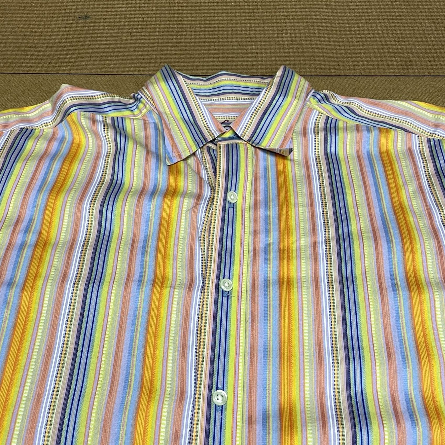 Robert Graham Robert Graham Shirt Mens L Multicolor Stripe Long Sleeve Button Front Embroidered Casual Shirt Size 42R - 2 Thumbnail