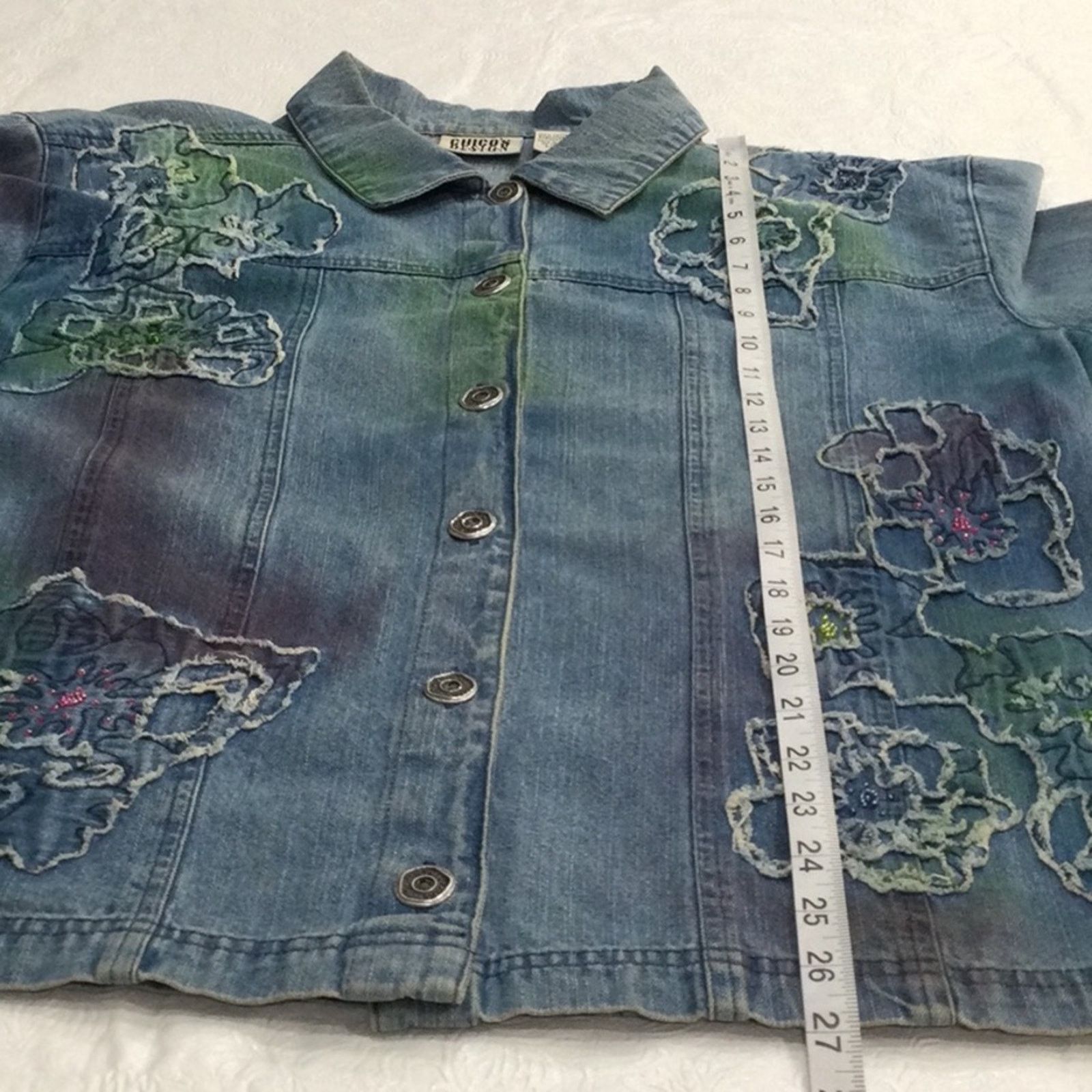 Chicos Chico's Design Vintage Artsy Beaded Jean Jacket 3/XL/16 Size XL / US 12-14 / IT 48-50 - 11 Thumbnail