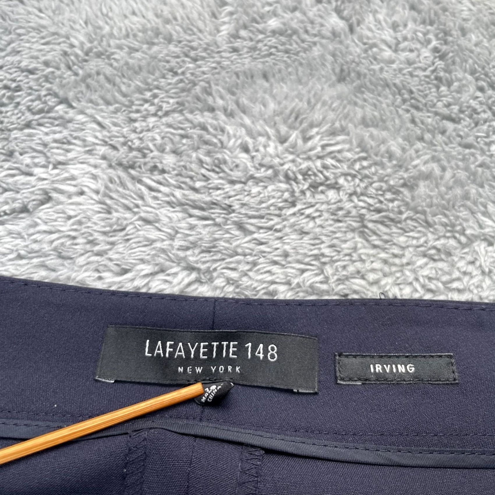 Vintage Lafayette 148 New York Pants Womens 18 Blue Virgin Wool Blend Tapered Leg Dress Pants Named City Preppy 27 in Inseam Womens Size 28" / US 6 / IT 42 - 3 Thumbnail