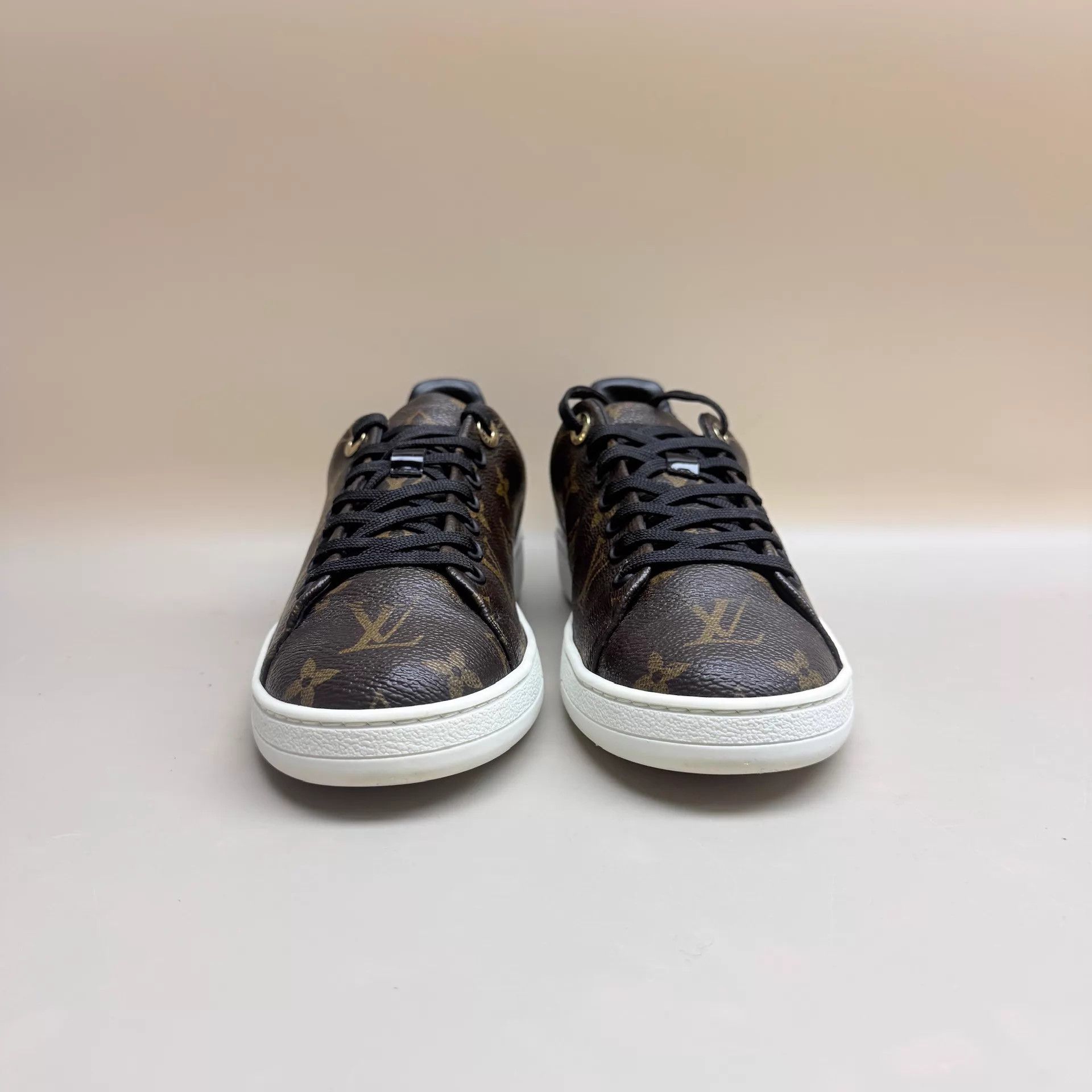 Louis Vuitton LV Monogram Black Brown Laced Sneaker 37.5 95 New Size US 7 / IT 37 - 2 Thumbnail