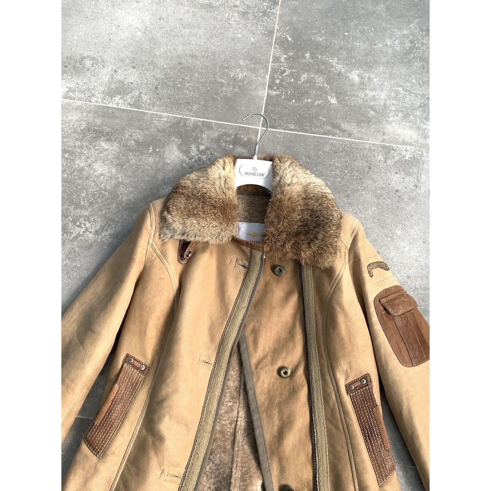 Aeronautica Militare AERONAUTICA MILITARE Sheepskin Fur Biker Jacket Coat IT 42 S Size M / US 6-8 / IT 42-44 - 11 Thumbnail