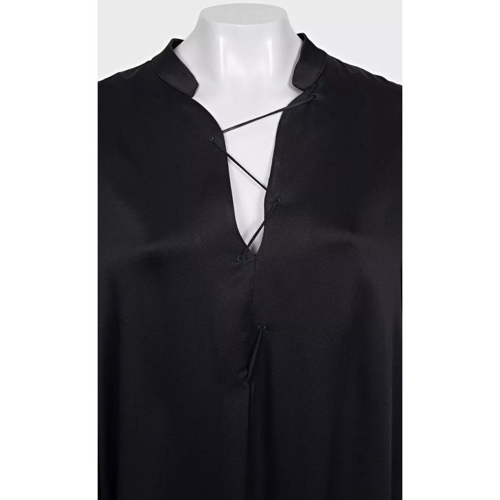 KHAITE Khaite Black Lace-Up Maxi Dramatic Puff Sleeves Dress Sz.L Size L / US 10 / IT 46 - 4 Thumbnail