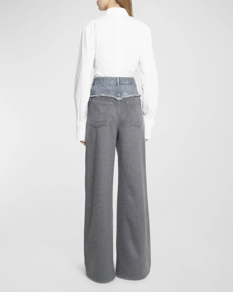 Givenchy o1srvl11e0724 Bi-Material Wide-Leg Denim in Dark Grey Size 27" / US 4 / IT 40 - 3 Thumbnail