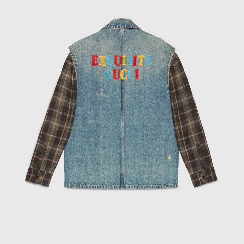 Gucci o1w1db10525 Denim Jacket With 'Exquisite Gucci' Multicolor Size US L / EU 52-54 / 3 - 3 Thumbnail