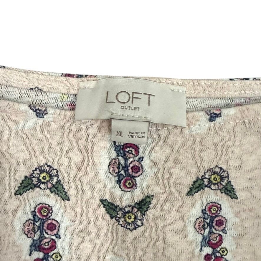 Loft Loft All Over Floral Ruffle Sleeve Blouse in Pink, Size XL Size XL / US 12-14 / IT 48-50 - 2 Thumbnail